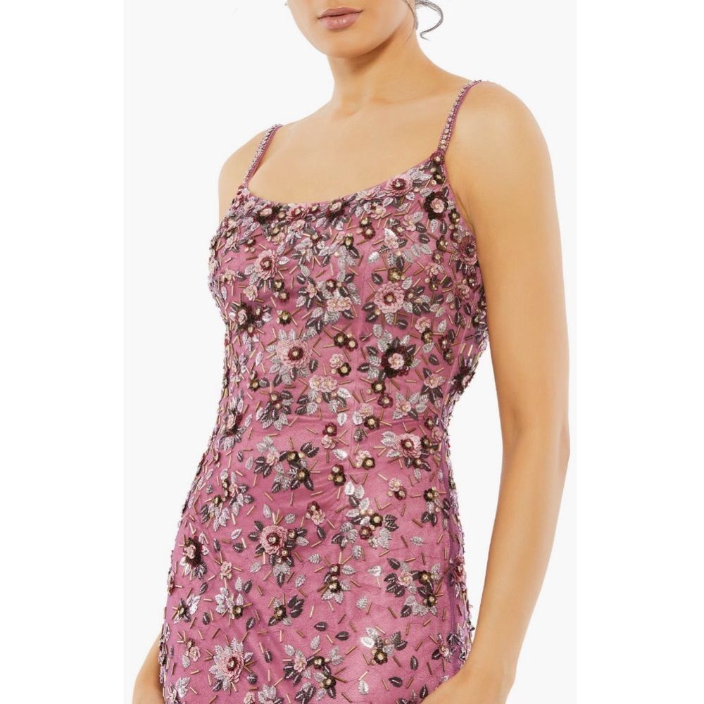 Mac Duggal Floral Beaded Column Gown in Raspberry, NWT, Size 2 - Picture 4 of 15